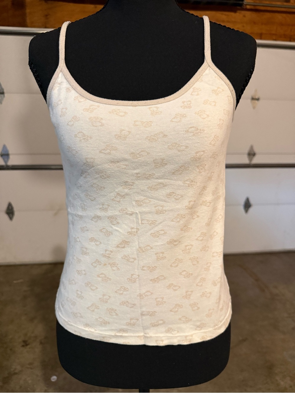 PacSun Cream Ribbed Cami Tank with Subtle Pattern